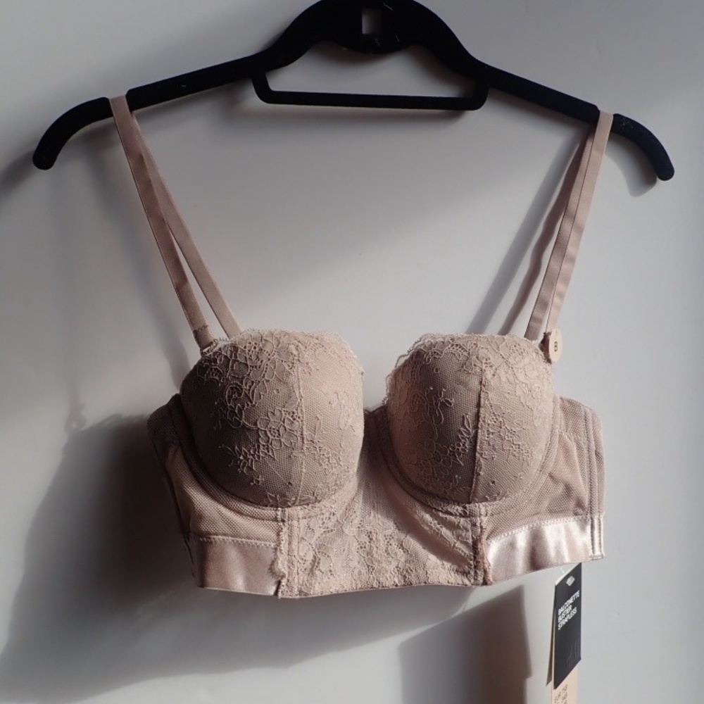 H&M 34B NWT Bustier Corset Pushup Bra Nude Mauve